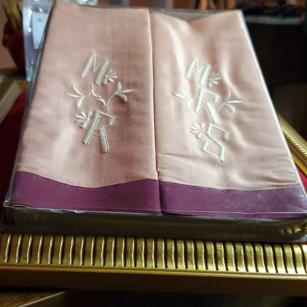 Vintage - His Hers Hand Towels - 1940s - WWII - Wedding - NIB